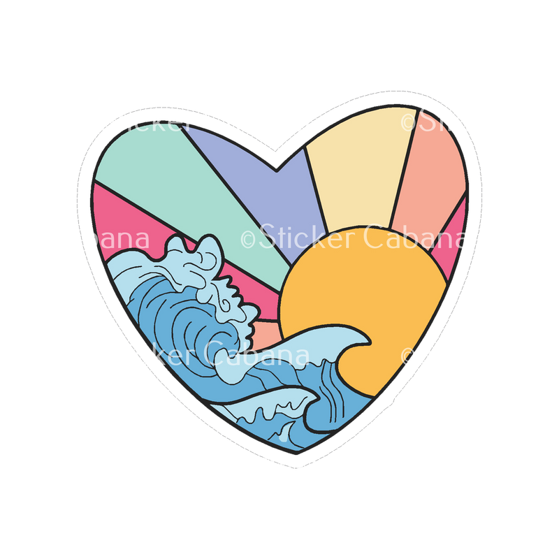 Sticker Cabana BS Sun And Wave In Heart