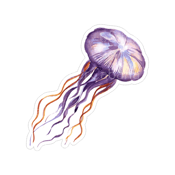 Sticker Cabana Purple Watercolor Jellyfish