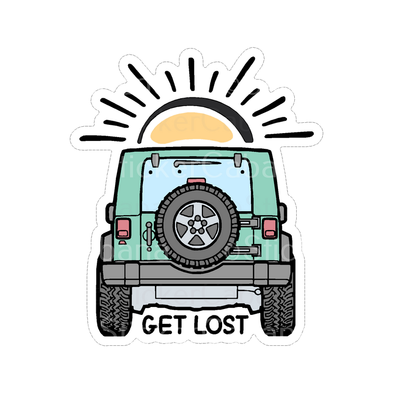 Sticker Cabana BS Get Lost Teal Jeep Driving