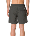 Dark gray shorts worn by a person on a white background