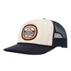 Trucker hat with a logo patch on a white background
