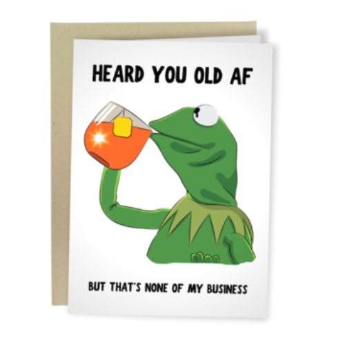 Kermit Old AF Funny Birthday Card