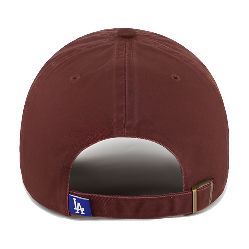 Caco Brown baseball cap with a blue logo on the back against a white background