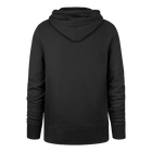 Black hoodie shown from the back on a white background