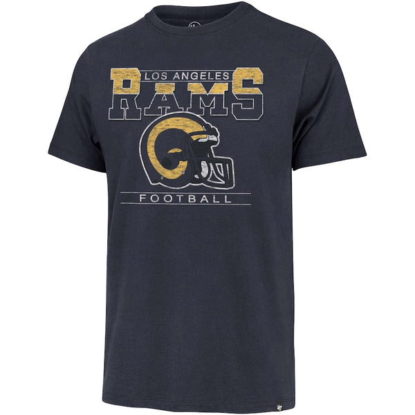 LA Rams Historic Atlas Blue Time Lock Franklin Men's Tee Front