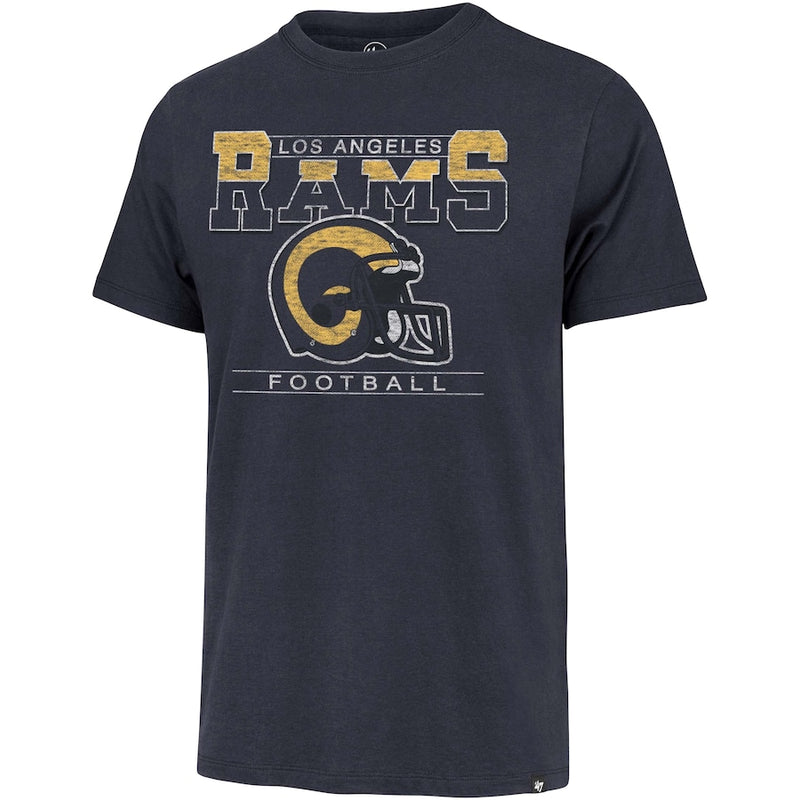 LA Rams Historic Atlas Blue Time Lock Franklin Men's Tee Front