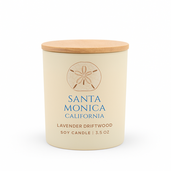 Santa Monica Luxe Matte Glass Travel Candle - Lavender Driftwood