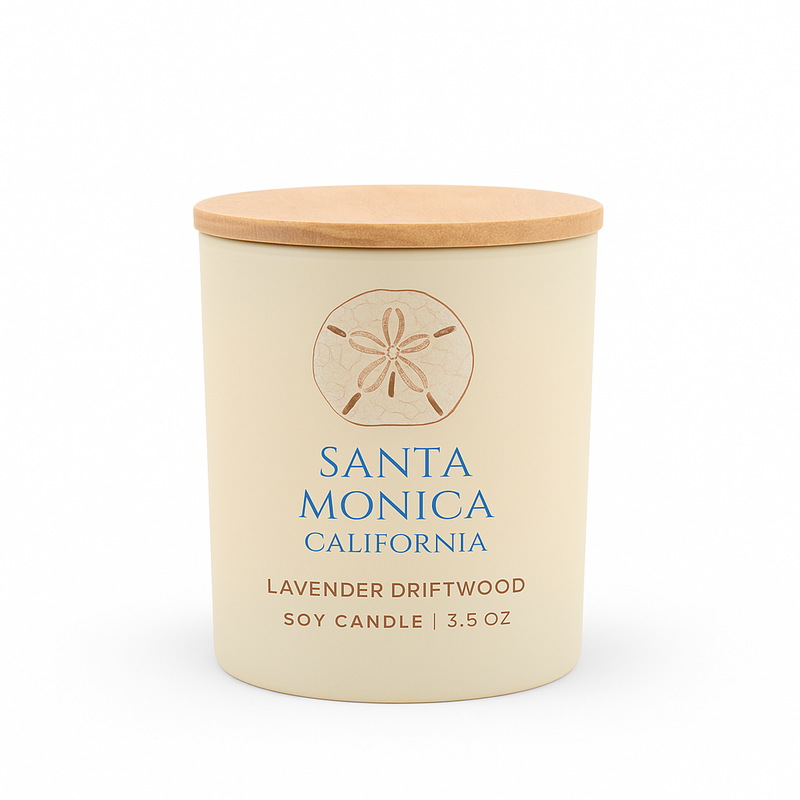 Santa Monica Luxe Matte Glass Travel Candle - Lavender Driftwood