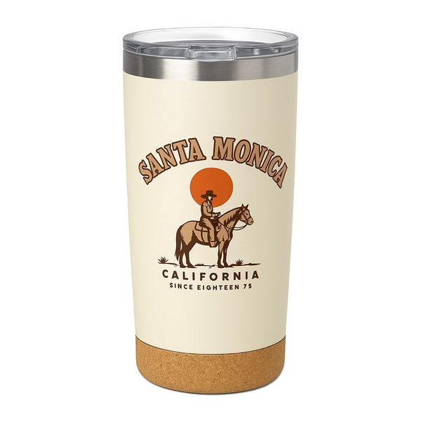Santa Monica CA Since 1875 Legend Cork Bottom Tumbler - Bone