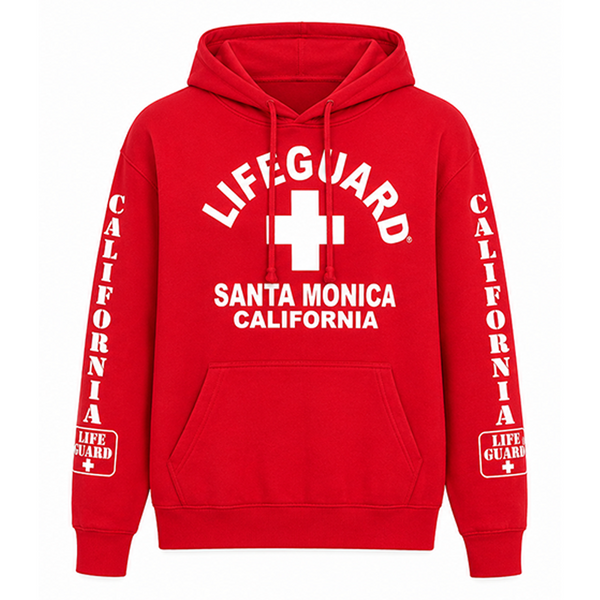 Santa Monica California Lifeguard Red Hoodie – Sand 'n Surf
