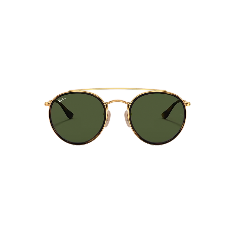 Ray-Ban Round Double Bridge Polished Gold + Classic Green