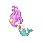 Sticker Cabana Mermaid with Purple Hair