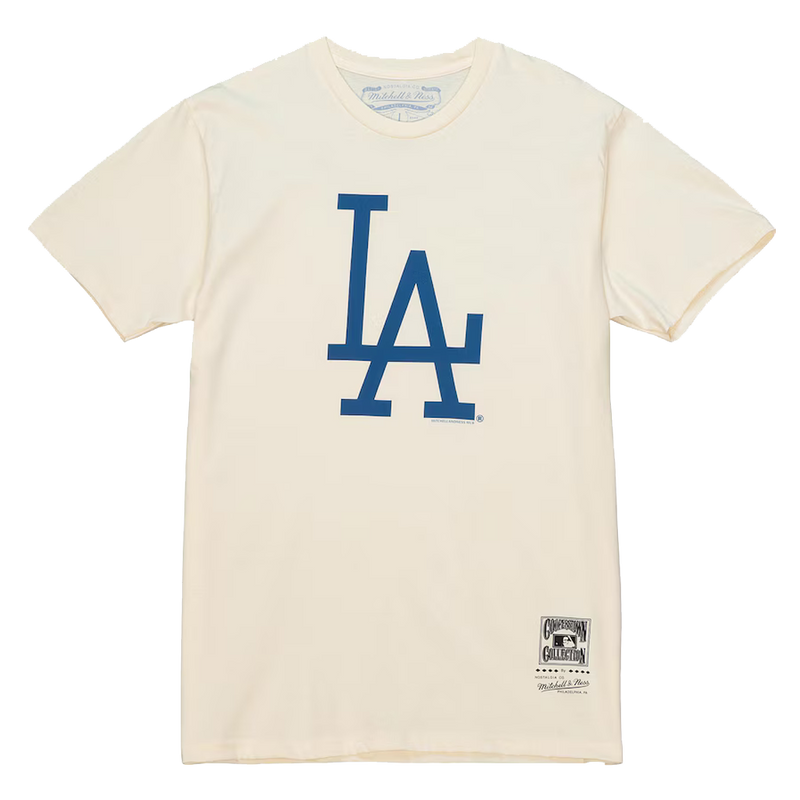 Men's Cream Los Angeles Dodgers Multi-Logo T-Shirt - Front