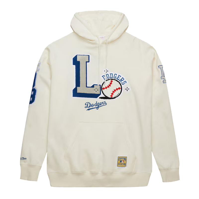 Men's Cream Los Angeles Dodgers Sswagger Fleece Pullover Hoodie -Front