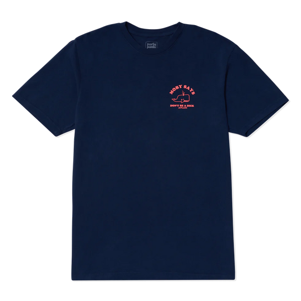 Party Pants Moby Says Navy T-Shirt Front