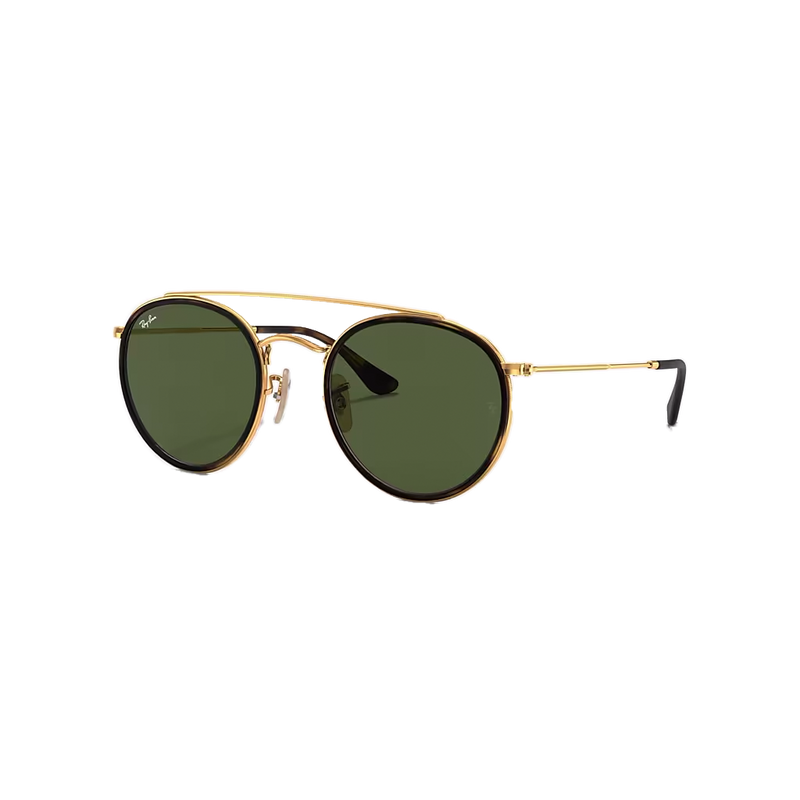 Ray-Ban Round Double Bridge Polished Gold + Classic Green