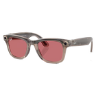 Ray-Ban Meta Wayfarer Shiny Warm Stone, Clear/Watermelon Red Transitions Side Red Lenses