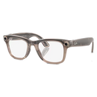 Ray-Ban Meta Wayfarer Shiny Warm Stone, Clear/Watermelon Red Transitions Side Clear Lenses