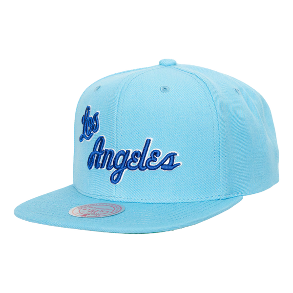 Blue Los Angeles Lakers Hardwood Classics Team Ground 2.0 Snapback Hat Front
