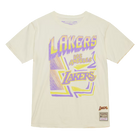 Men's Cream Los Angeles Lakers Hardwood Classics Sidewalk Sketch T-Shirt Front