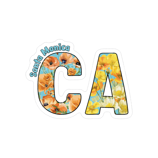 Sticker Cabana Santa Monica California Flower Letters