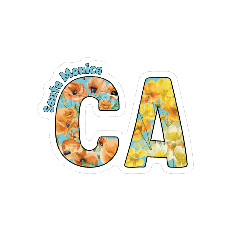 Sticker Cabana Santa Monica California Flower Letters