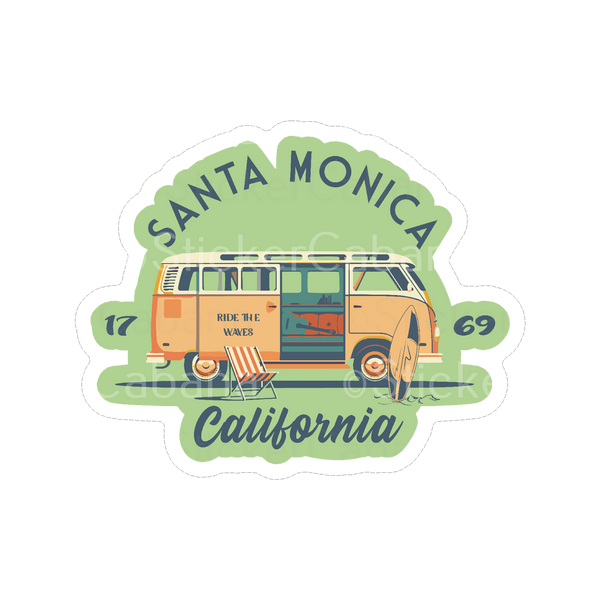 Sticker Cabana Santa Monica California 1796 Ride The Waves Van