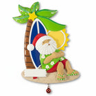 Decorative wall piece with a tropical Santa Claus sitting under a palm tree and sun.