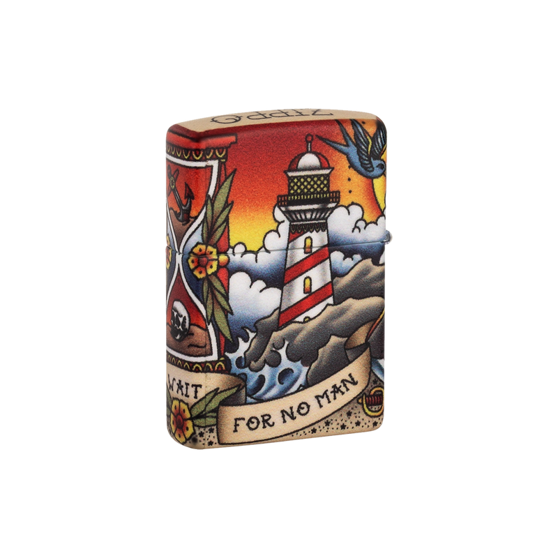 Zippo Lighter Nautical Tattoo Design Back
