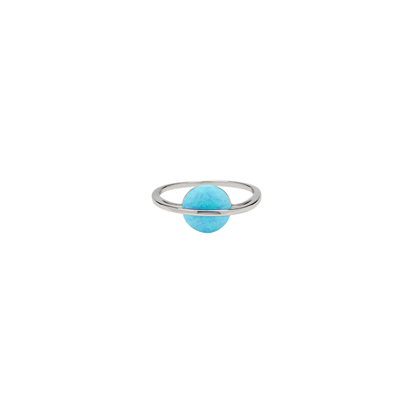 Pura Vida Blue Opal Silver Saturn Ring