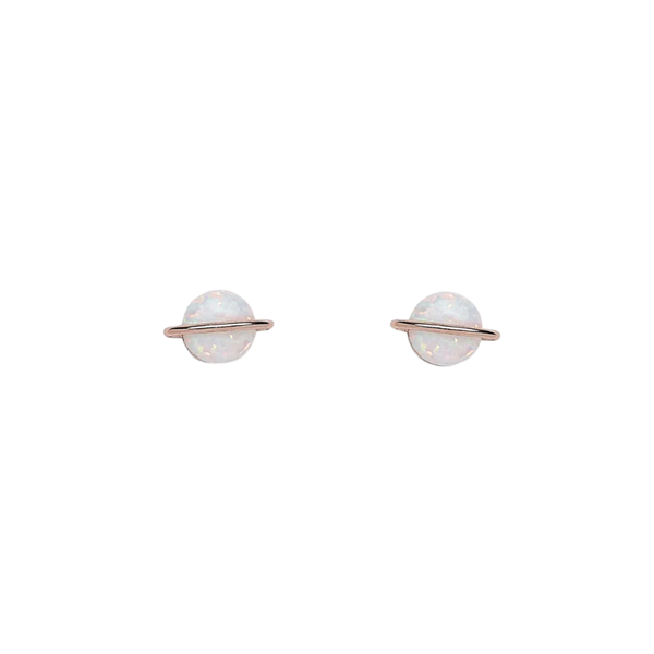 Pura Vida White Opal Rose Gold Saturn Stud Earring