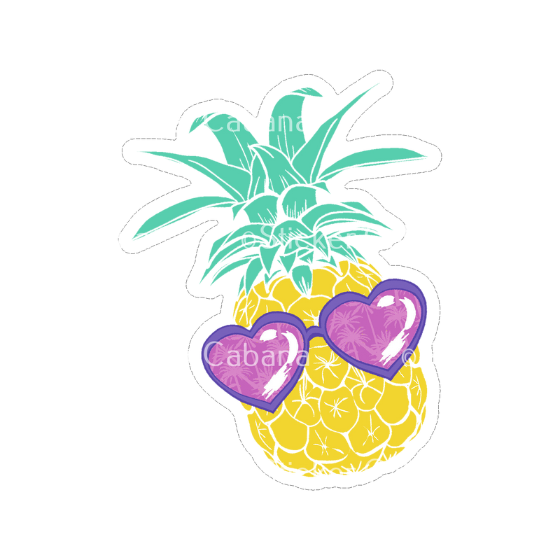 Sticker Cabana Pinapple with Purple Heart Sunglasses