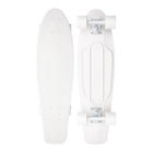 White skateboard with trucks and wheels on a white background