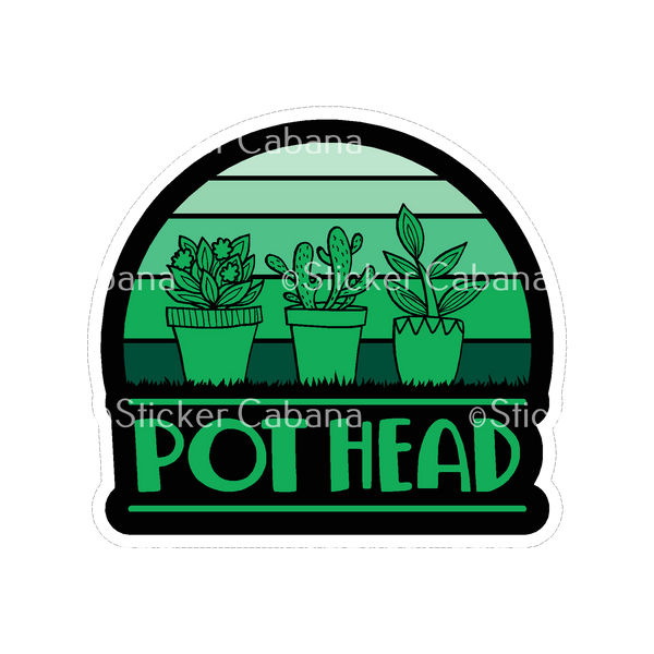 Sticker Cabana Pot Head Green