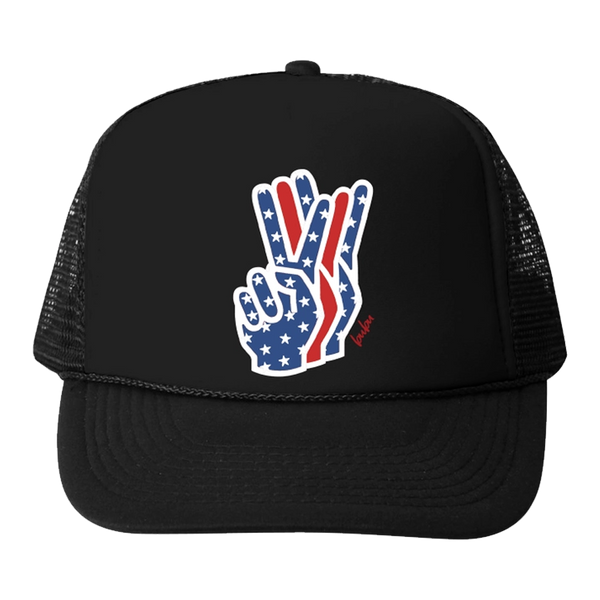 Bubu July 4th Peace Hand Trucker Hat