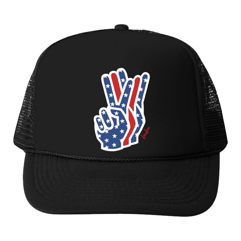 Bubu July 4th Peace Hand Trucker Hat