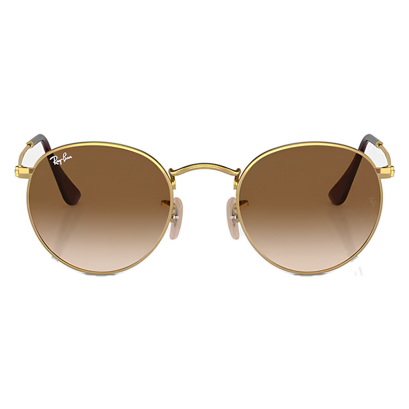 Ray-Ban Round Metal Polished Gold,  Brown Lenses Front