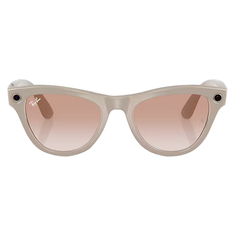 Ray-Ban Meta Skyler Shiny Chalky Gray, Cinnamon Pink Lenses Front