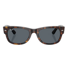Ray-Ban Wayfarer-style sunglasses with a dark brown and amber tortoiseshell acetate frame and dark gray lenses, shown against a light gray background.