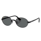 Sunglasses with dark lenses and thin metal frame on a white background
