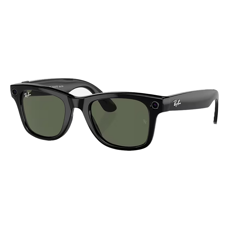 Ray-Ban Meta Wayfarer Shiny Black + Green Lenses Side