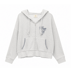 Ocean Drive Ash Grey Ribbed Hacci Zip Front Hoodie