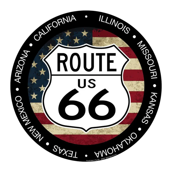 Route 66 Flag Round Sign
