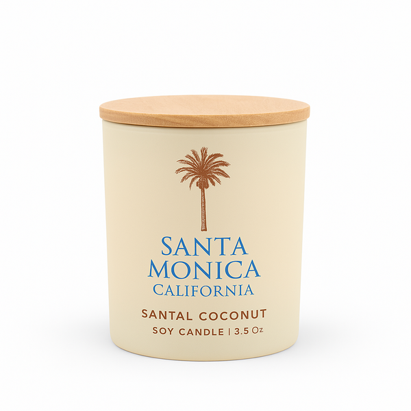 Santa Monica Luxe Matte Glass Travel Candle - Santal Coconut
