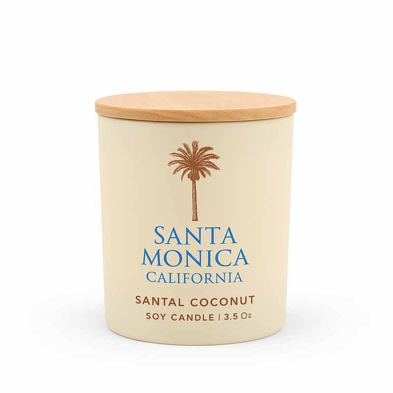 Santa Monica Luxe Matte Glass Travel Candle - Santal Coconut