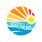 Sticker Cabana Seas The Day Retro Wave Red Sky