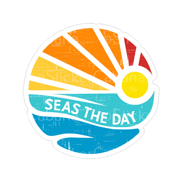 Sticker Cabana Seas The Day Retro Wave Red Sky