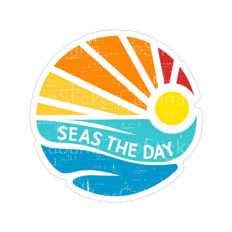 Sticker Cabana Seas The Day Retro Wave Red Sky