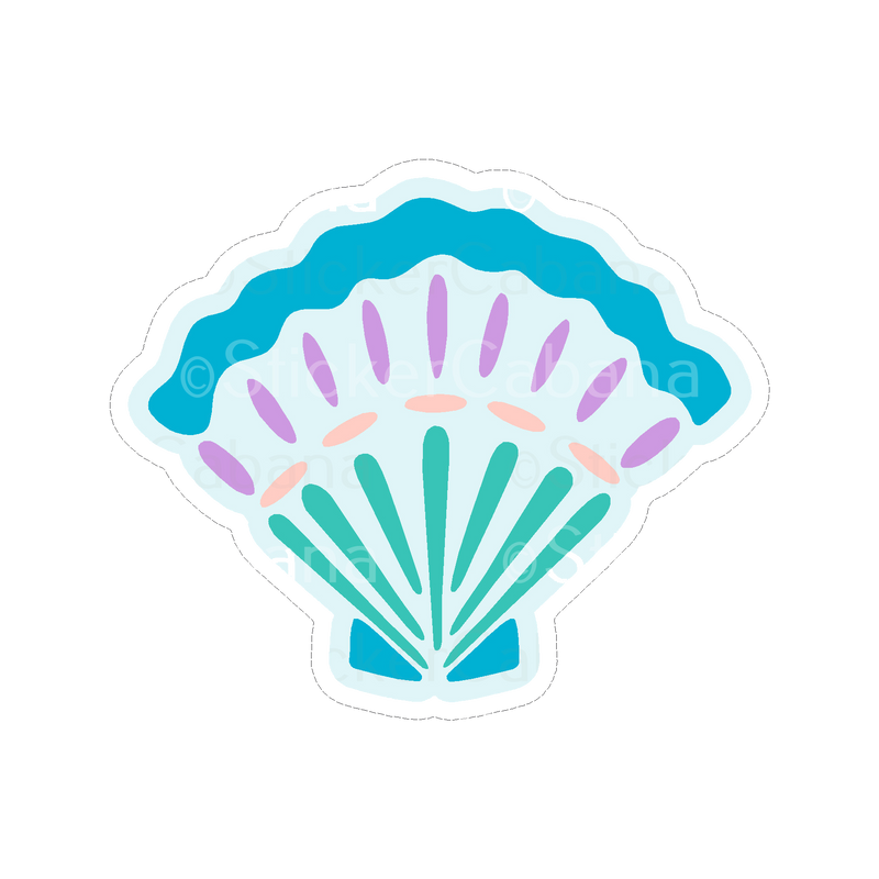 Sticker Cabana Blue And Purple Seashell