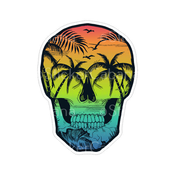 Sticker Cabana Tropical Skull